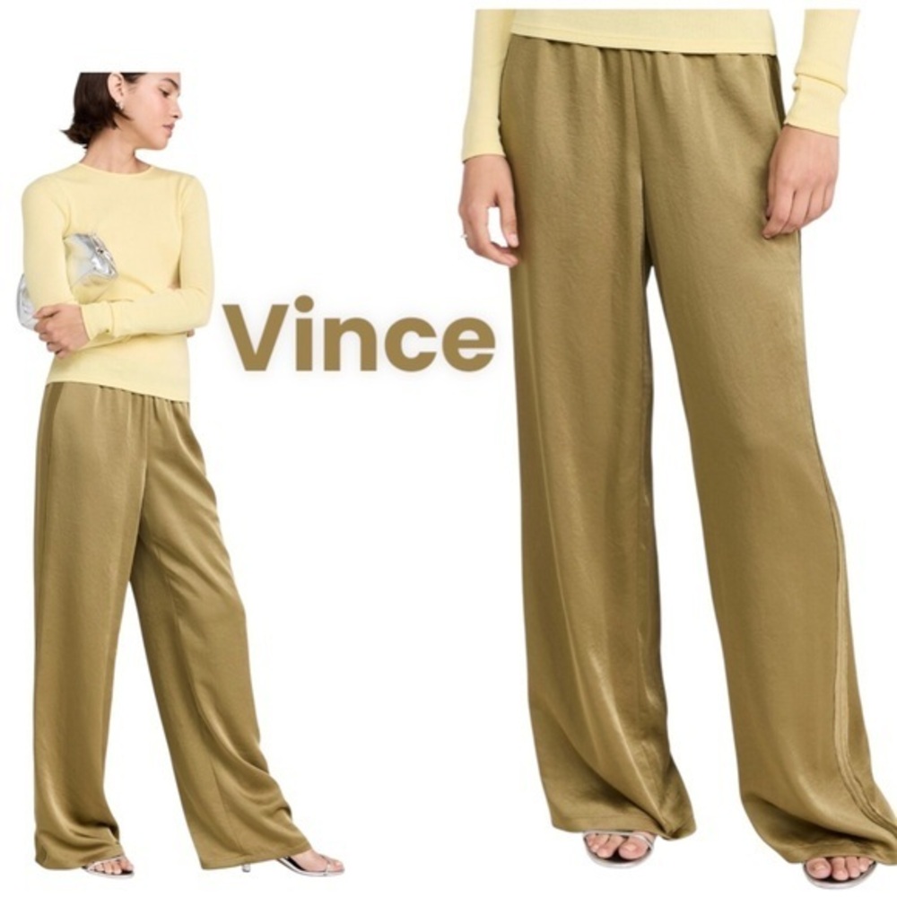 New Vince Women's Mid Rise Side Strap Wide Leg Pants Medium Color “earthly”